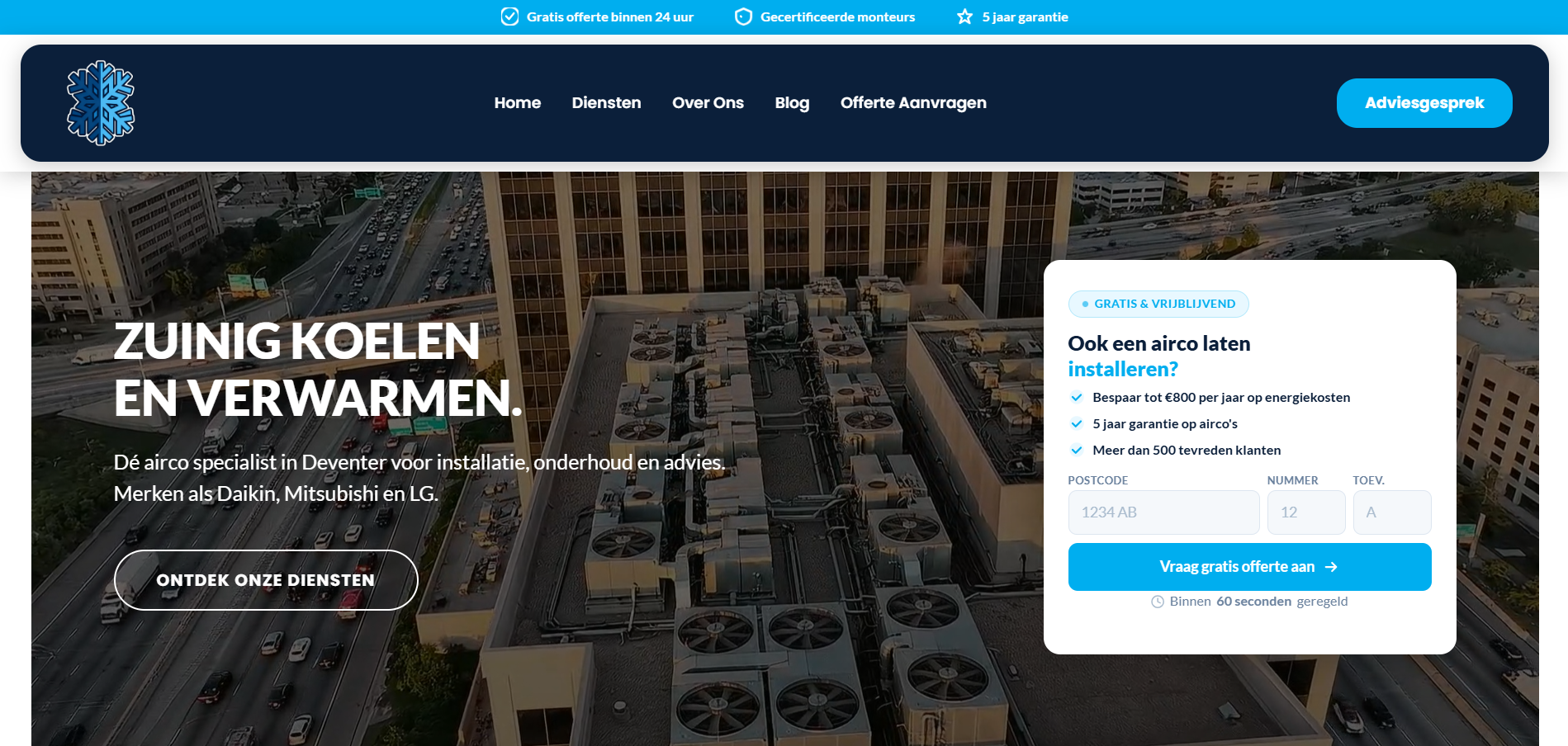 Aircocentra website screenshot